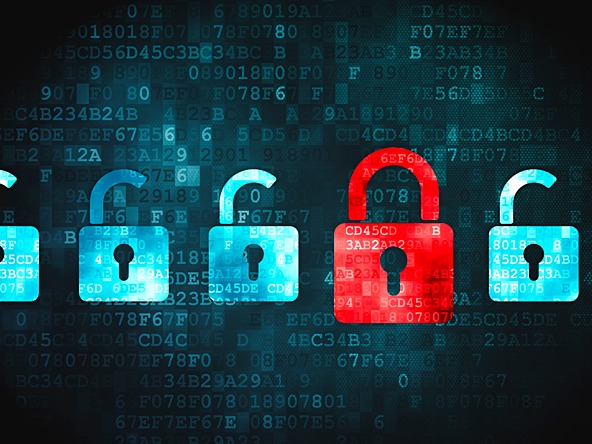 Conceptual image of data protection using locks